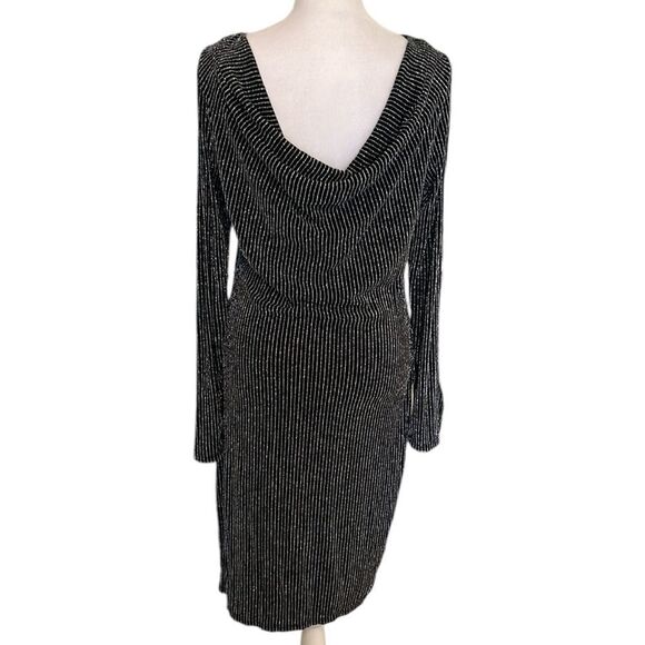Michael Michael Kors size M black w/silver metallic back draped neckline EUC - Picture 1 of 12